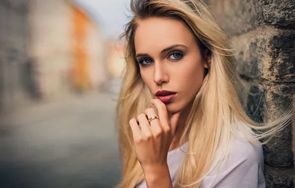Look, wall, portrait, makeup, hairstyle, blonde, beautiful, Iveta