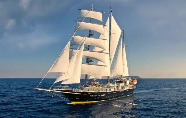 The sky, the ocean, island, sailboat