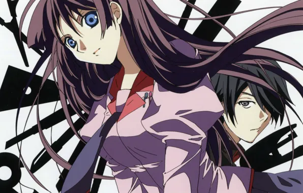 Tie, form, long hair, accessories, Bakemonogatari, History of monsters, Hitagi Senjougahara, Koyomi araragi