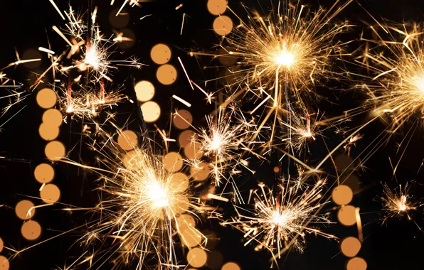 Lights, holiday, sparks, New year, Happy New Year, New Year, sparklers