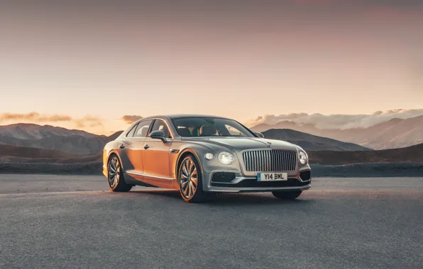 Sunset, Bentley, the evening, Flying Spur, 2020, Blackline