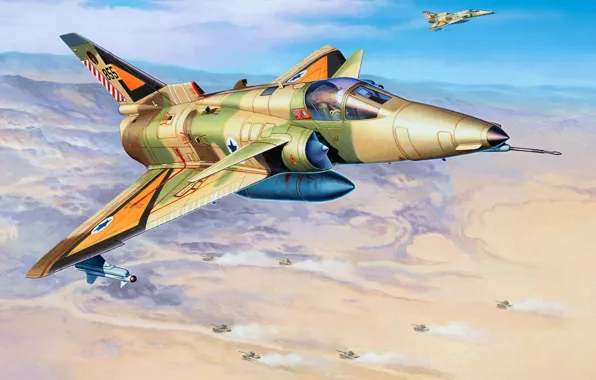 Israeli air force, Kfir C.2, Israel Aerospace Industries, based on the Dassault Mirage III, S, …