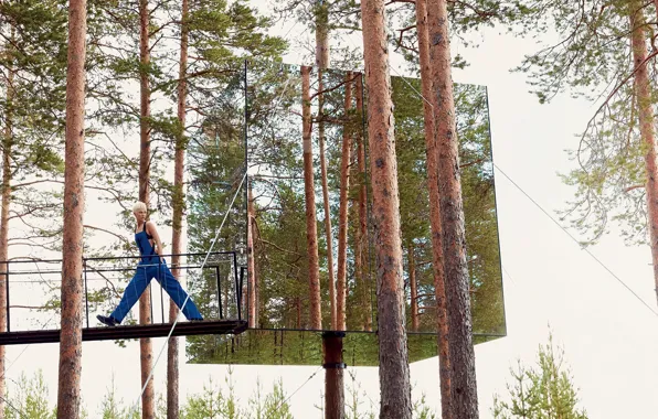 Forest, pine, Vogue, Karlie Kloss, mirror cube