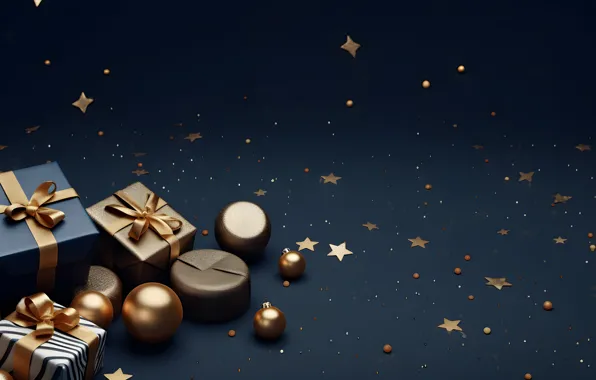 Balls, the dark background, texture, Christmas, New year, blue background, Christmas decorations, Christmas decorations