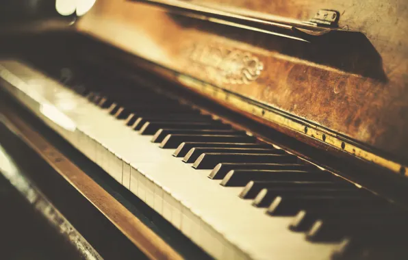 Picture retro, keys, old, piano, photo, retro, vintage, old