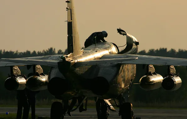 Picture sunset, the evening, engines, Ukraine, Pilot, Su 25