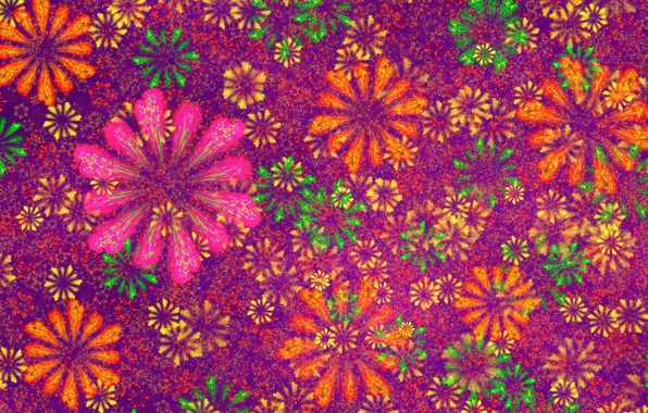 Picture flowers, red, abstraction, background, graphics, salute, petals, fractal