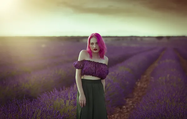 Picture field, girl, face, hair, color, outfit