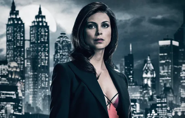 Picture girl, night, the city, lights, background, fiction, the moon, Morena Baccarin