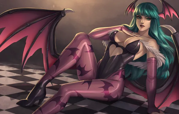 Chest, girl, fiction, feet, wings, art, costume, vampire