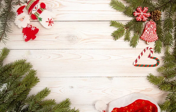 Branches, heart, Board, cookies, Christmas, New year, snowman, Santa Claus