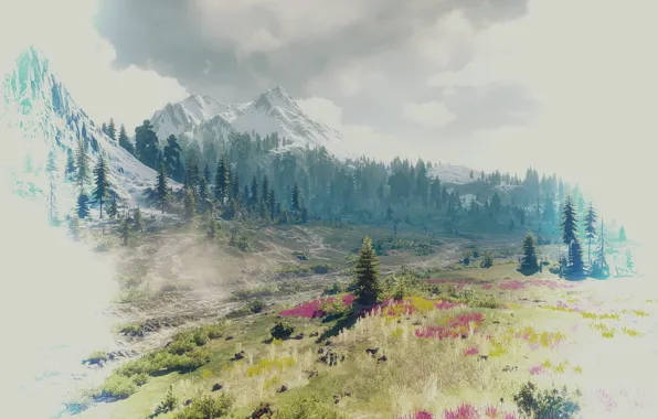Picture landscape, mountains, beauty, The Witcher 3