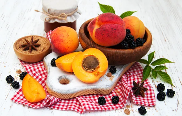 Berries, Bank, BlackBerry, jam, apricots, Olena Rudo