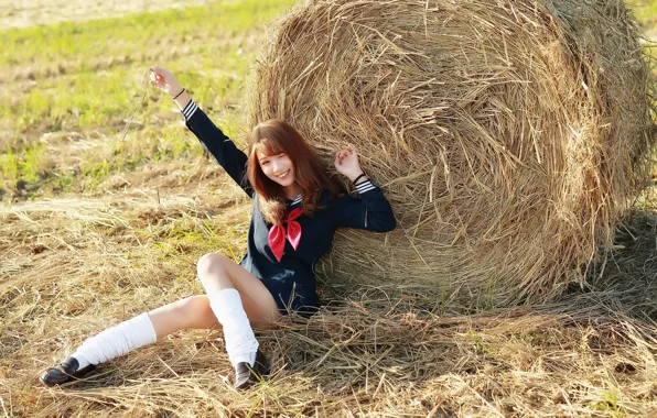 Picture summer, girl, hay