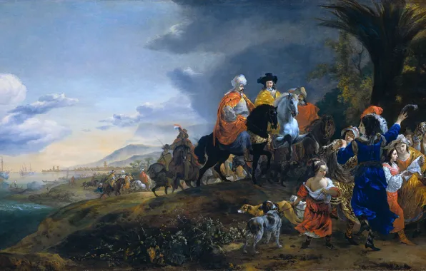 Oil, picture, canvas, Jan Baptist Venix, Ambassador of the Dutch Fleet on the Way to …