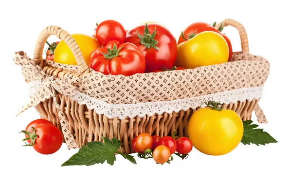 Basket, vegetables, tomatoes