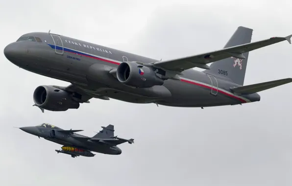 Picture flight, JAS-39C Gripen, Airbus A319CJ