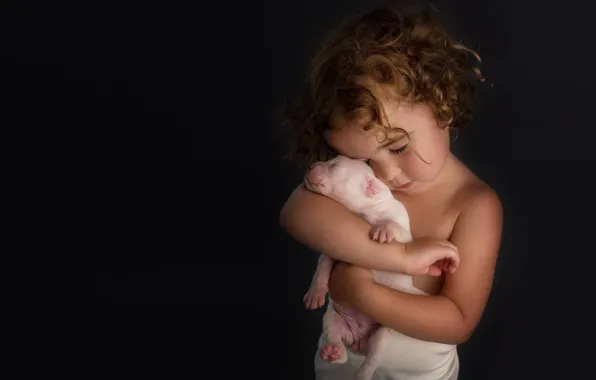Each, mood, friendship, girl, puppy, curls, baby, doggie