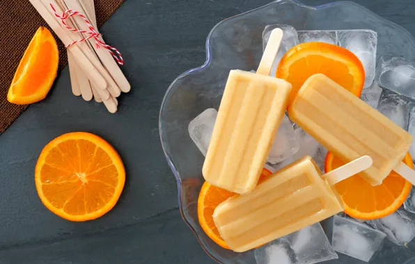 Picture ice, orange, dessert, slices, Popsicles