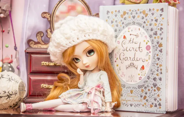 Picture hat, toy, doll, girl, book