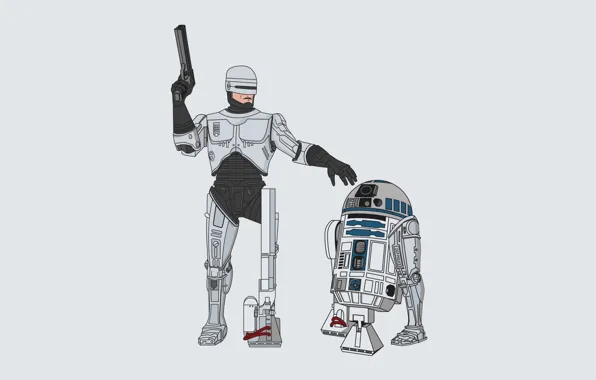 Picture background, Star Wars, Star Wars, cyborg, and, droid, Robocop, R2-D2