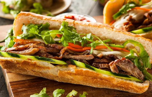 Meat, vegetables, sandwich, filling