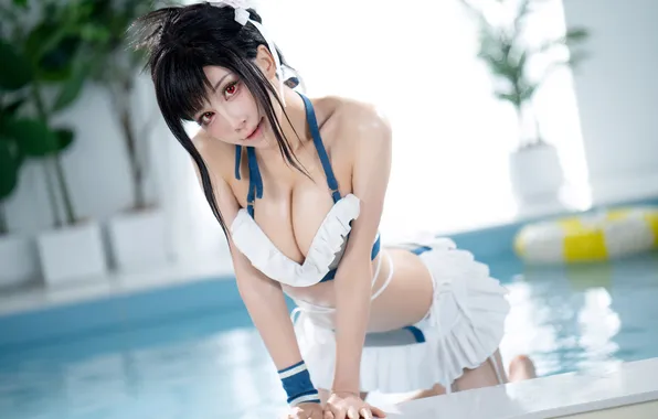 Final Fantasy, cleavage, Asian, model, women, cosplay, swimwear, Tifa Lockhart