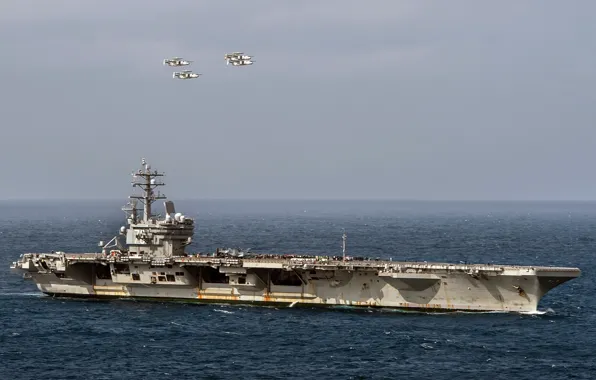 Weapons, army, navy, USS Ronald Reagan (CVN 76), Four E-2C Hawkeyes
