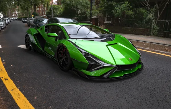 Picture green, lamborghini, street, sian