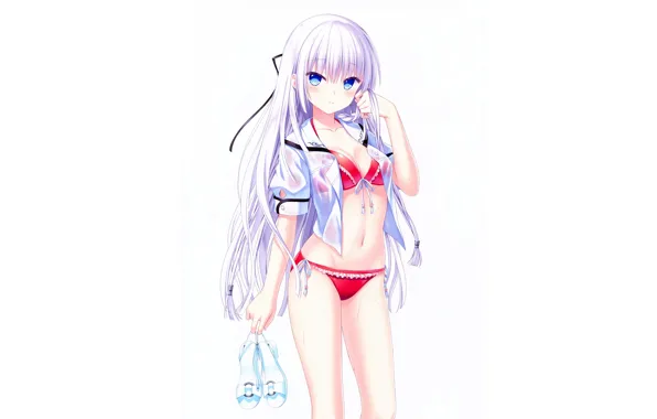 Girl, sexy, cleavage, long hair, boobs, anime, blue eyes, beautiful
