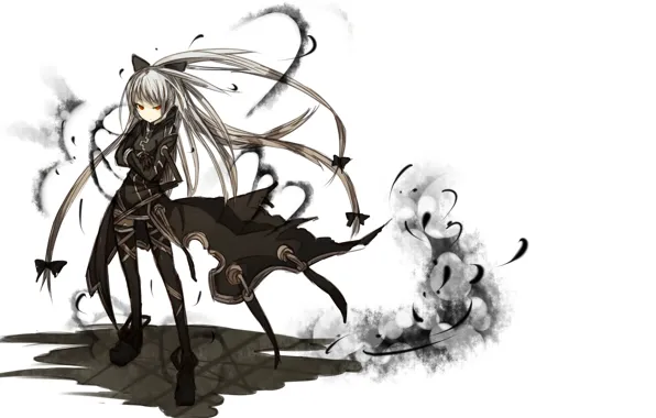 Girl, magic, smoke, anime, puddle, art, bows, shirogane usagi