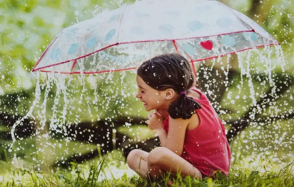 Picture rain, umbrella, girl