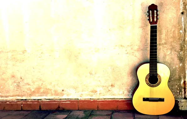 Wall, street, guitar