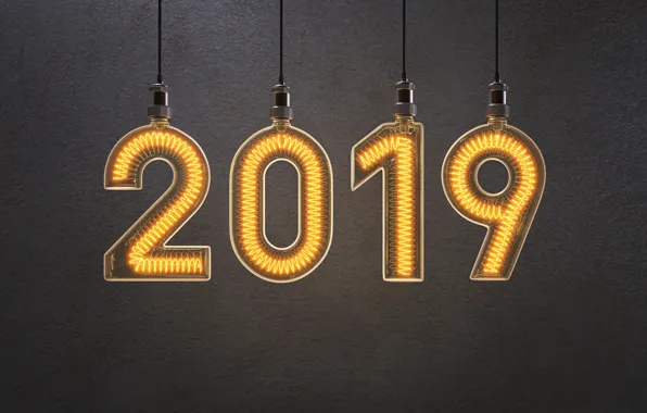 New Year, light, golden, New Year, Happy, 2019