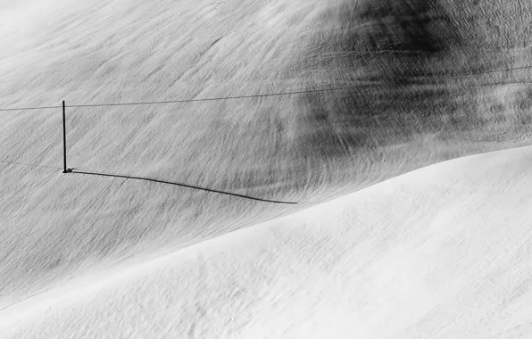 Picture winter, field, snow, power lines