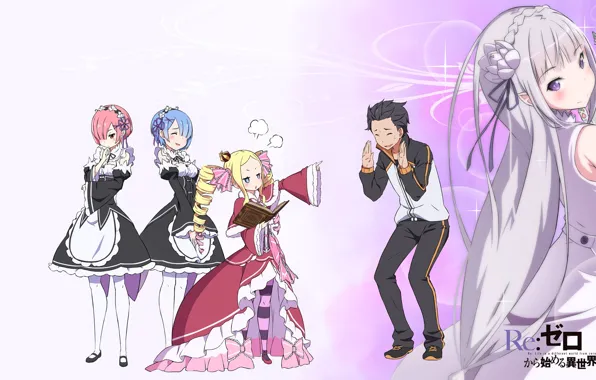 Girls, anime, art, Subaru, Re: Zero kara hajime chip isek or Seikatsu, From scratch