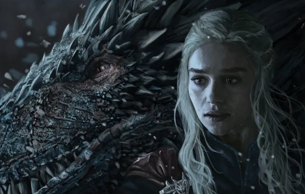 Girl, dragon, art, Game of thrones