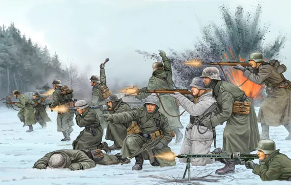 Picture art, soldiers, Belgium, the battle, game, the, the Germans, Flames of War