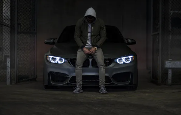 Picture BMW, Wall, Gray, Man, F80, Angel eyes, Wront