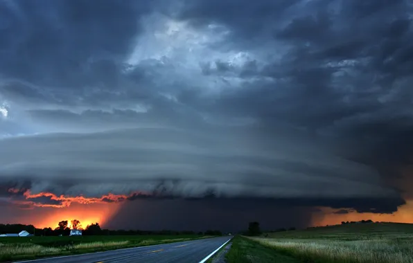 Road, clouds, storm