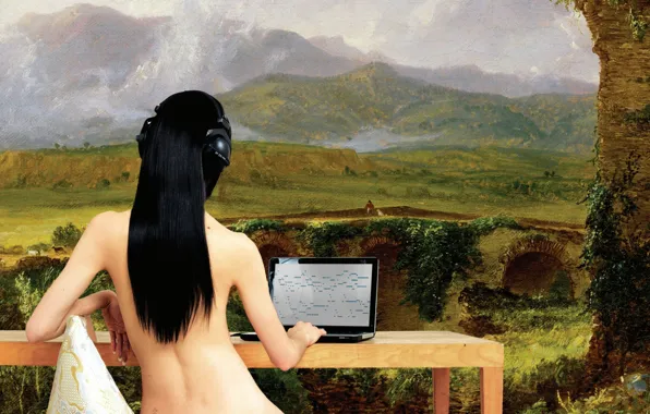 Girl, hair, picture, headphones, laptop, indie, ramona lisa, beyerdynamic