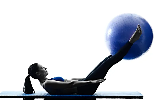Woman, ball, workout, pilates