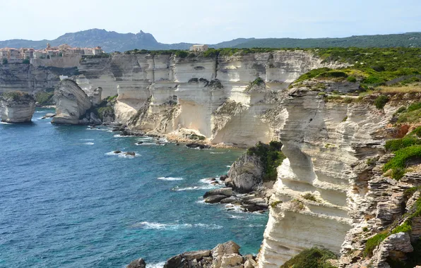 Sea, the sky, open, rocks, shore