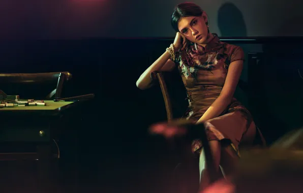 Look, girl, pose, dress, Asian