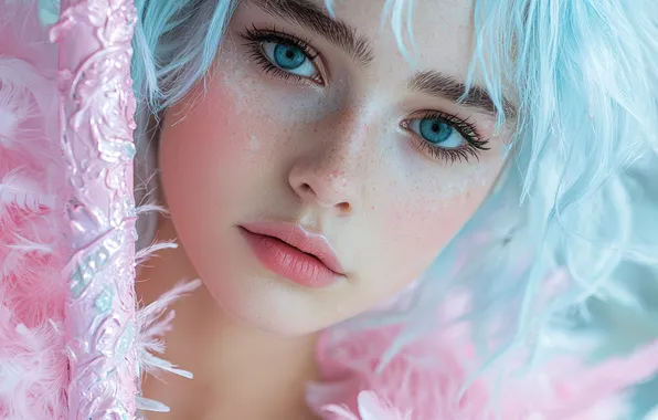 Look, girl, face, pink, portrait, fairy, blonde, blush