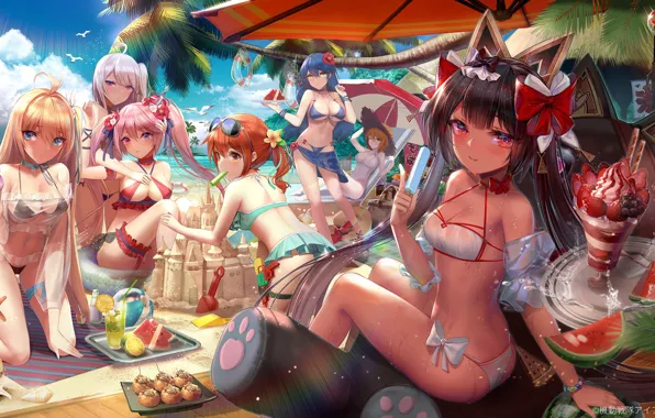 Picture beach, summer, girl, bikini, Iron Saga
