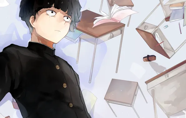 Anime, art, guy, school, Mob Psycho 100, Kageyama Shigeo