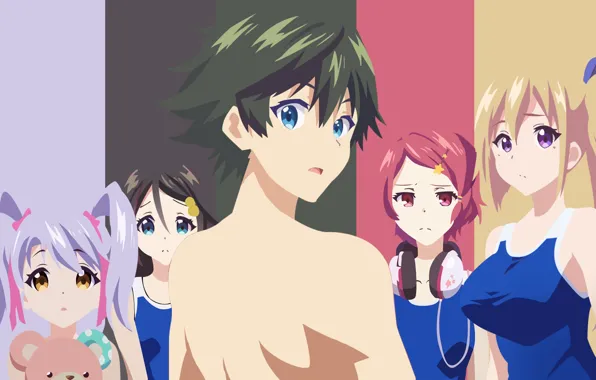Girls, art, guy, Musaigen no Phantom World