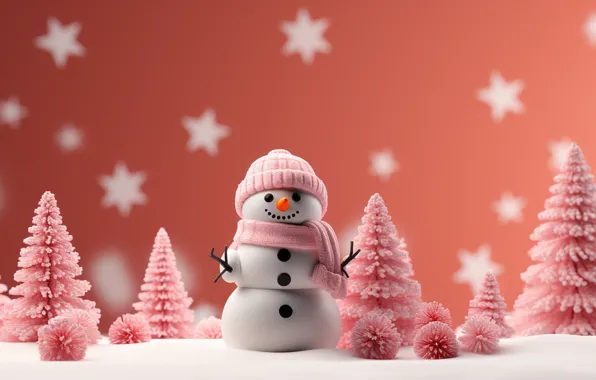 Winter, snow, Christmas, New year, snowmen, snowman, Christmas trees, AI art