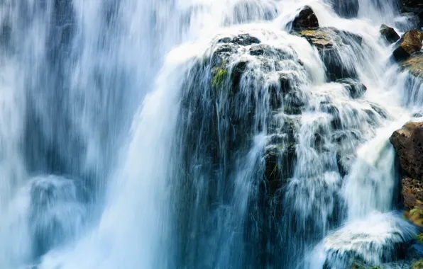 Water, landscape, nature, stones, rocks, waterfall, stream, power